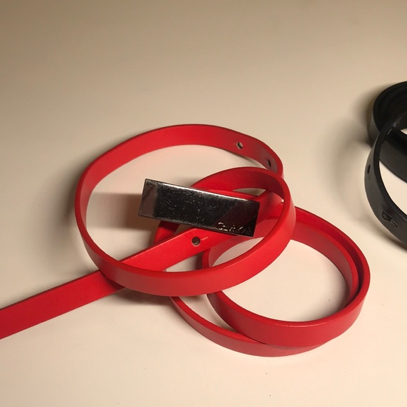 SOLD ALREADY: Calvin Klein Skinny Belts (2 PCs - 1 red/ 1 black) - Picture 3 of 5